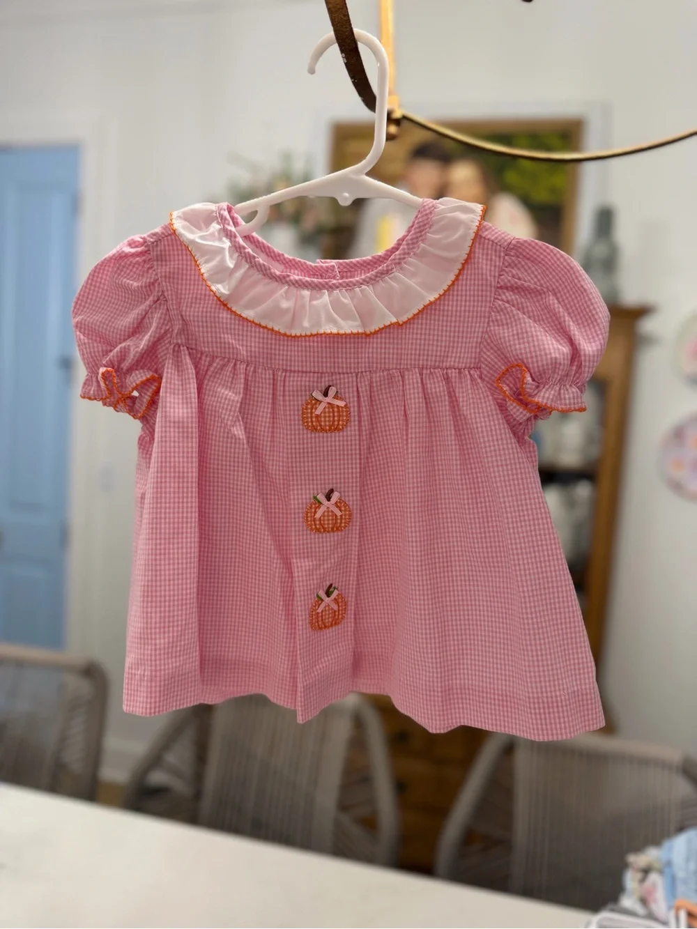 Baby Blessings Pink Gingham Pumpkin Outfit